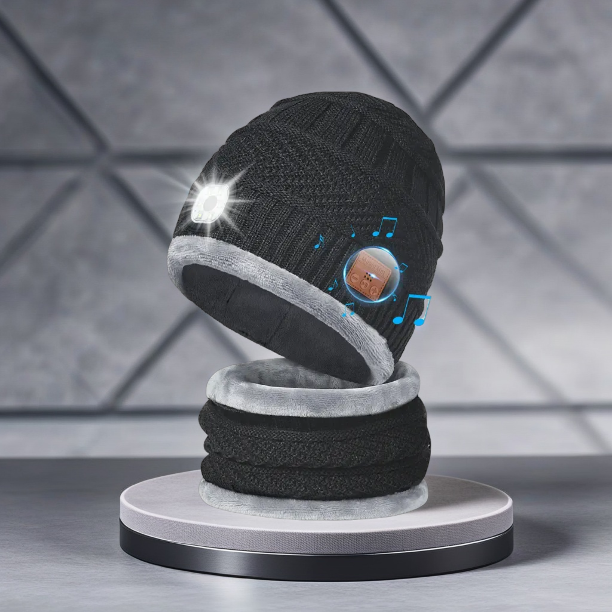 TUNETHREADS™ | Bluetooth winter set with music, LED light &amp; built-in microphone