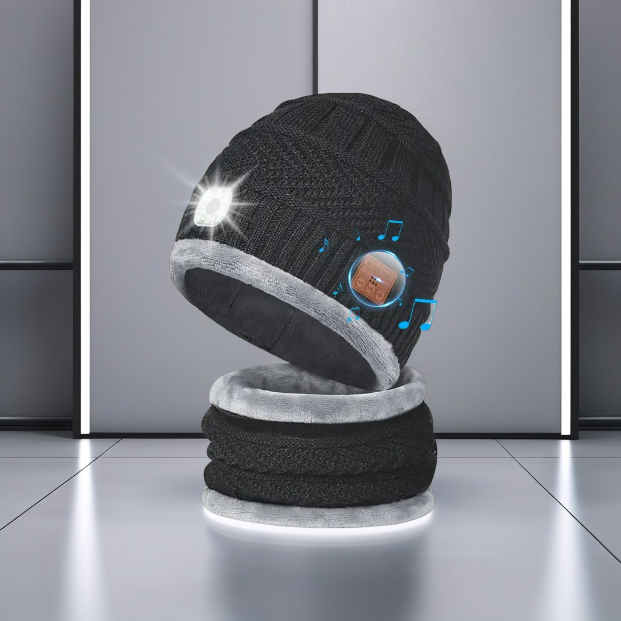 TUNETHREADS™ | Bluetooth winter set with music, LED light &amp; built-in microphone