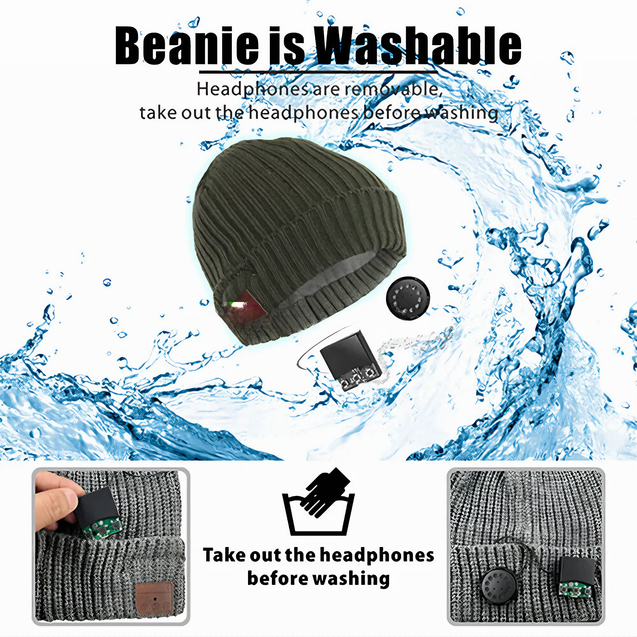 TUNETHREADS™ | V5.2 Bluetooth Beanie with Stereo Speakers &amp; Microphone