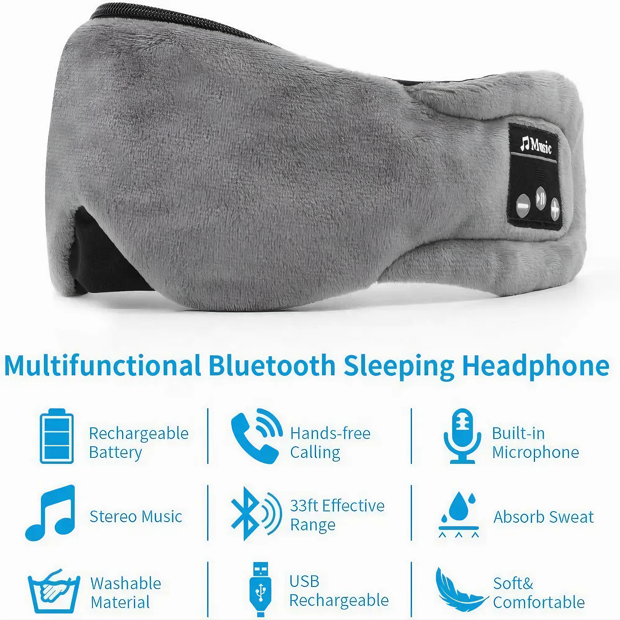 TUNETHREADS™ | Bluetooth Sleep Mask with Speakers &amp; Microphone – For Travel &amp; Relaxation