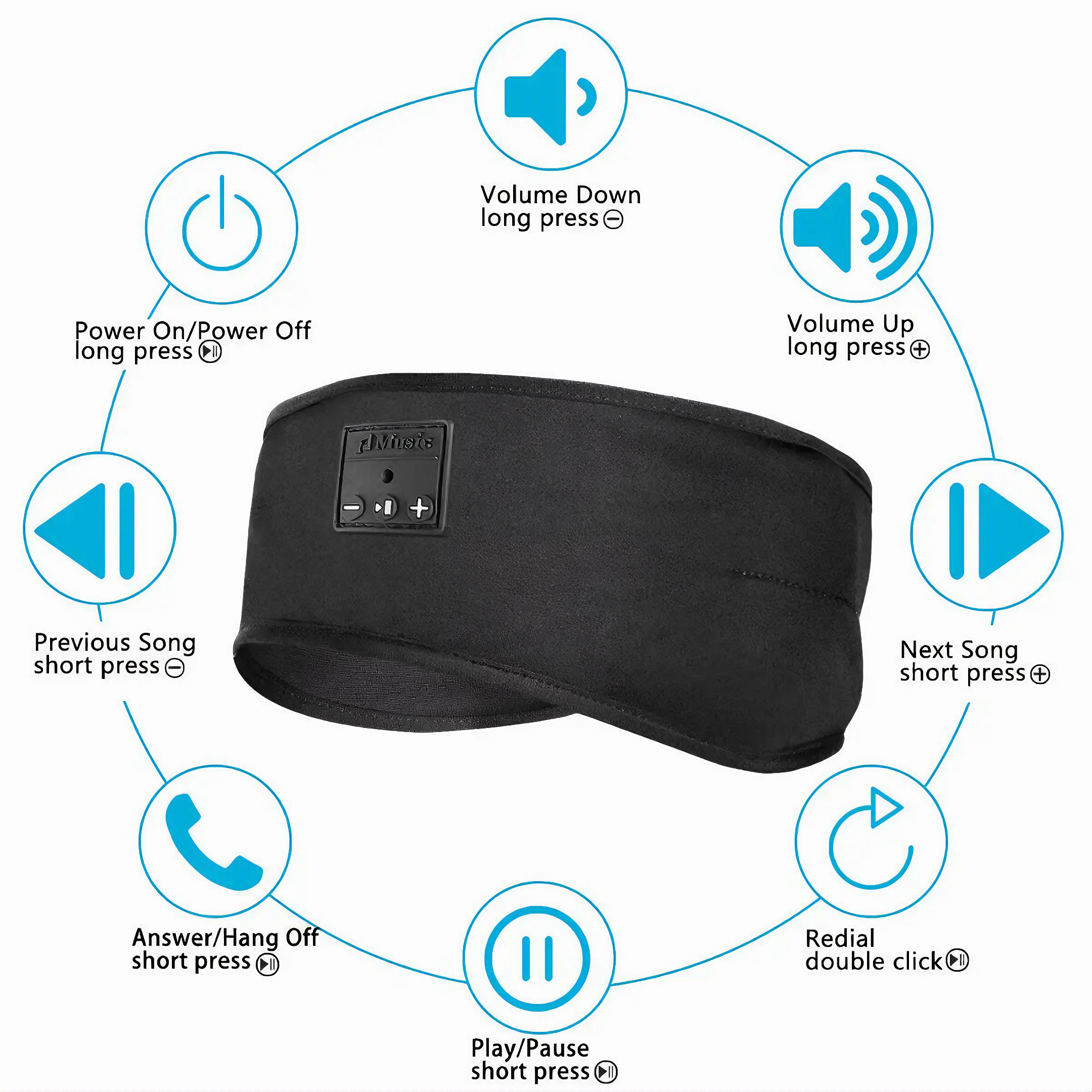 TUNETHREADS™ | Bluetooth Headband with Speakers and Microphone for Music &amp; Sports