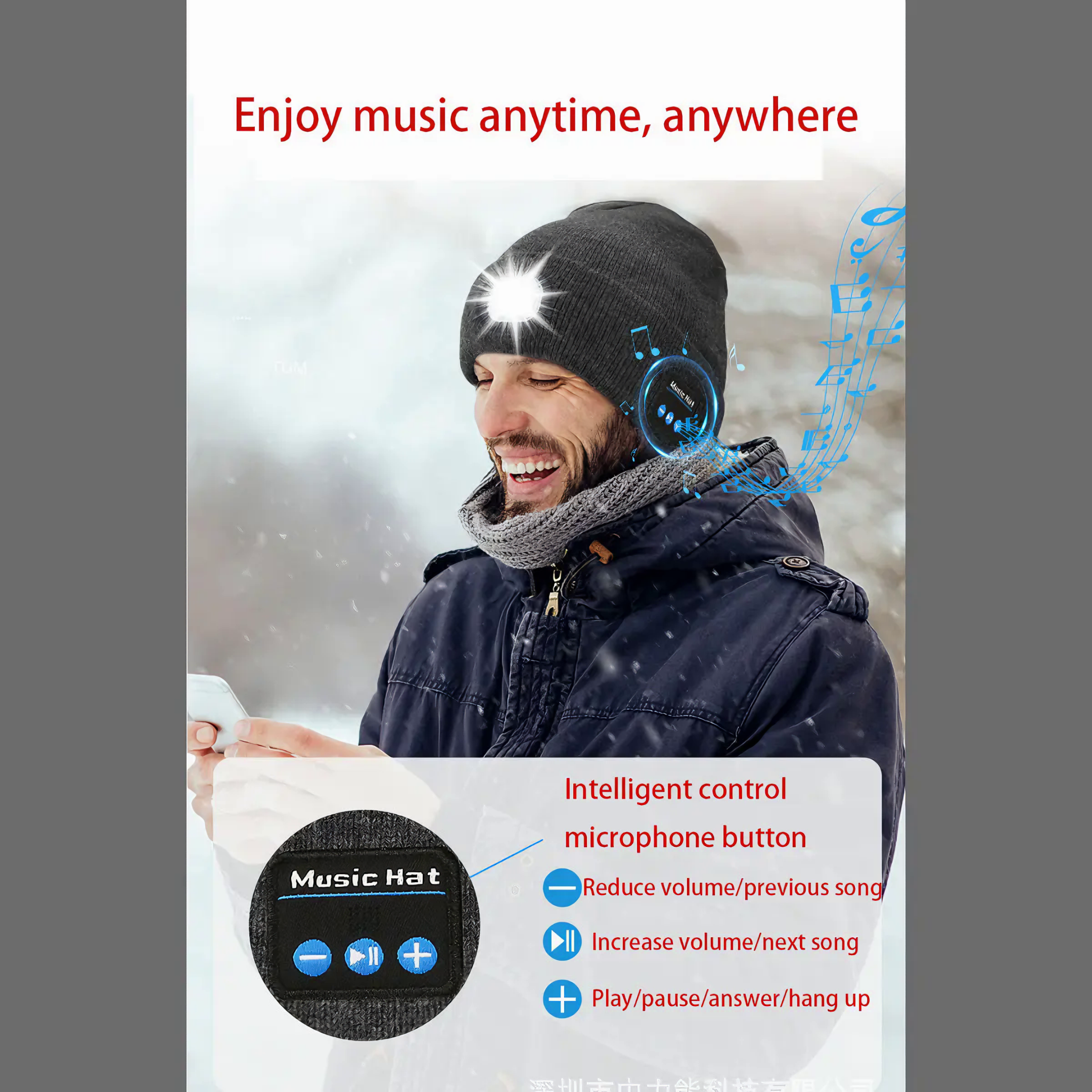 TUNETHREADS™ | Bluetooth Muziek Muts met LED Verlichting